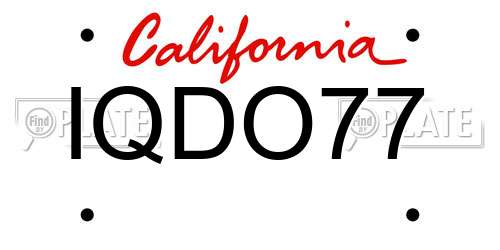 IQDO77 California License Plate