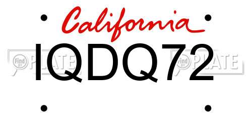 IQDQ72 California License Plate