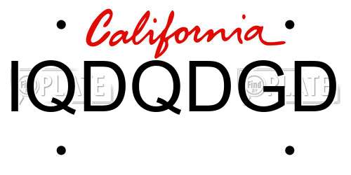 IQDQDGD California License Plate