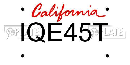 IQE45T California License Plate