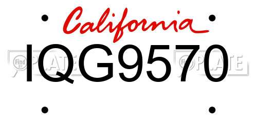 IQG9570 California License Plate