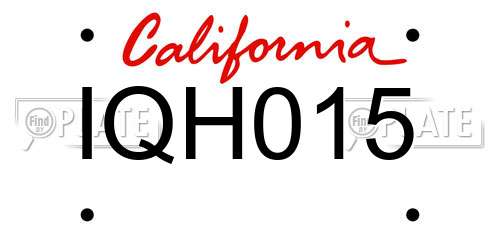 IQH015 California License Plate