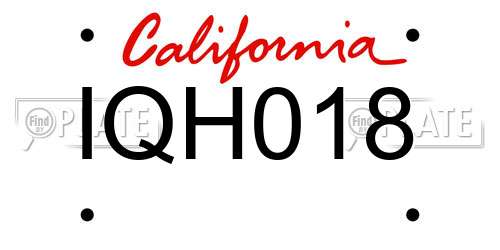 IQH018 California License Plate