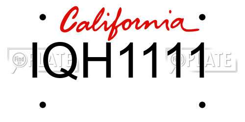 IQH1111 California License Plate