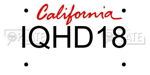 IQHD18 California License Plate