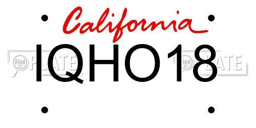 IQHO18 California License Plate