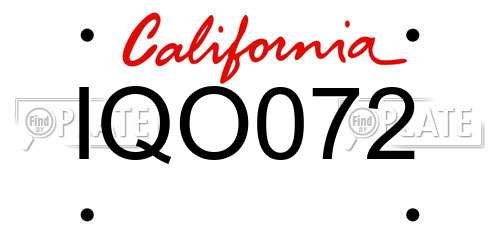 IQO072 California License Plate