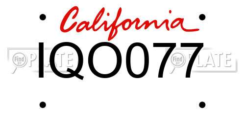 IQO077 California License Plate