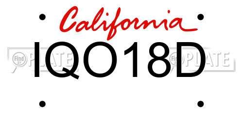 IQO18D California License Plate