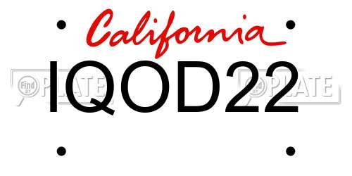 IQOD22 California License Plate