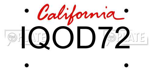 IQOD72 California License Plate