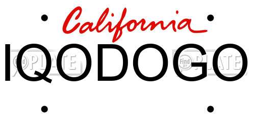 IQODOGO California License Plate