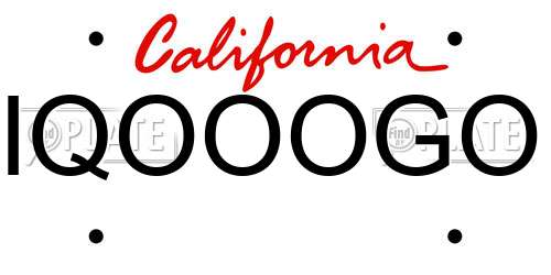 IQOOOGO California License Plate