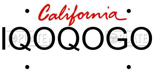 IQOQOGO California License Plate