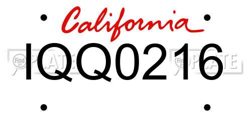 IQQ0216 California License Plate