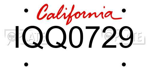 IQQ0729 California License Plate