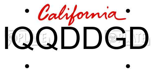 IQQDDGD California License Plate