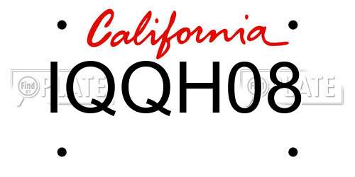 IQQH08 California License Plate
