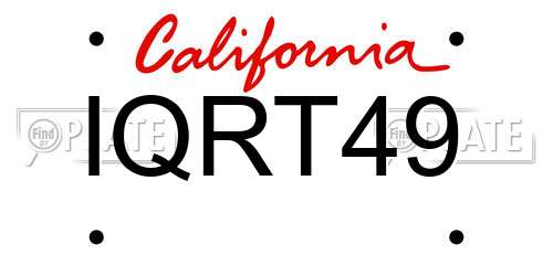 IQRT49 California License Plate
