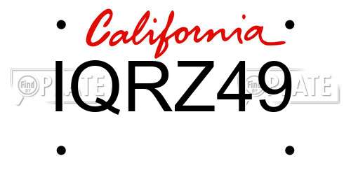 IQRZ49 California License Plate