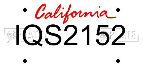 IQS2152 California License Plate