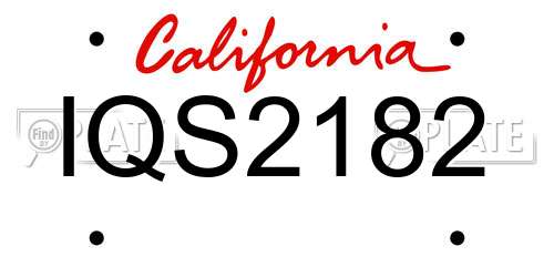 IQS2182 California License Plate