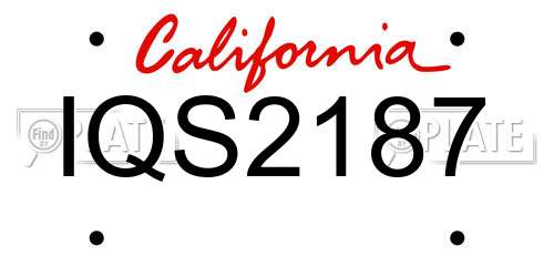 IQS2187 California License Plate