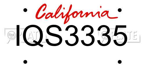 IQS3335 California License Plate