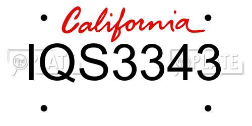 IQS3343 California License Plate