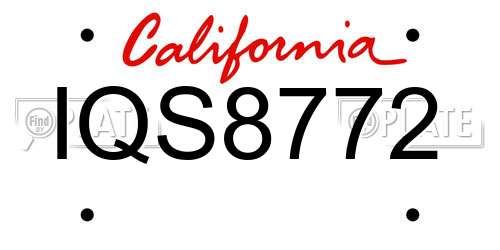 IQS8772 California License Plate