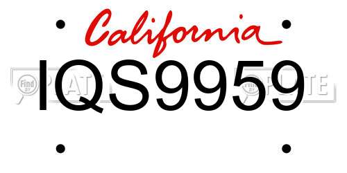 IQS9959 California License Plate
