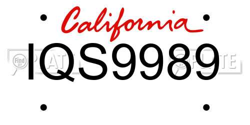IQS9989 California License Plate