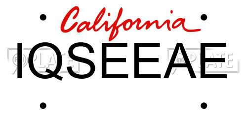 IQSEEAE California License Plate