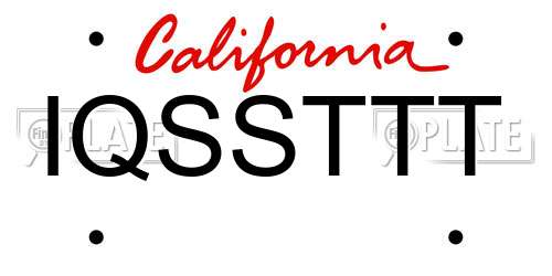 IQSSTTT California License Plate