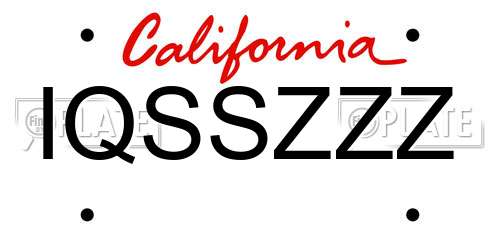 IQSSZZZ California License Plate