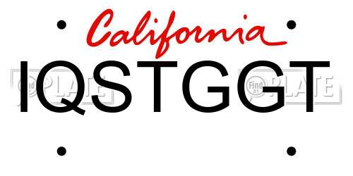 IQSTGGT California License Plate