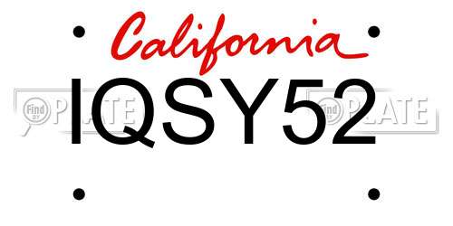 IQSY52 California License Plate
