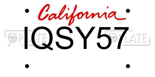 IQSY57 California License Plate
