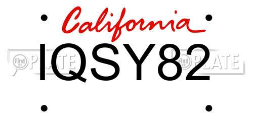 IQSY82 California License Plate