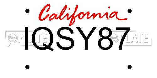IQSY87 California License Plate