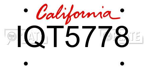 IQT5778 California License Plate