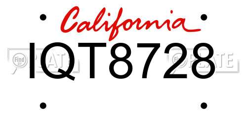 IQT8728 California License Plate