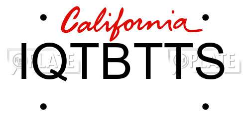 IQTBTTS California License Plate