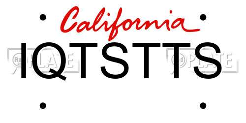 IQTSTTS California License Plate