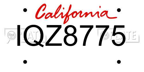 IQZ8775 California License Plate