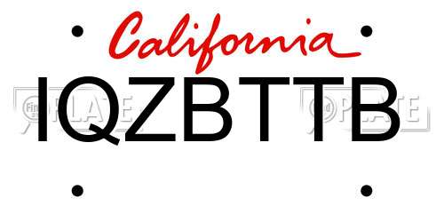 IQZBTTB California License Plate
