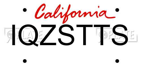 IQZSTTS California License Plate