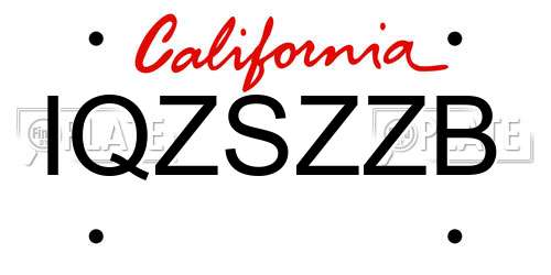 IQZSZZB California License Plate
