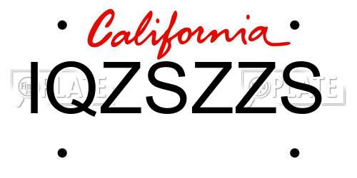 IQZSZZS California License Plate