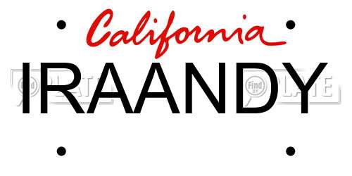 IRAANDY California License Plate